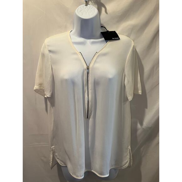 The Kooples Chiffon Short Sleeve Half-Zip Blouse - Size S - NWT - Picture 1 of 7